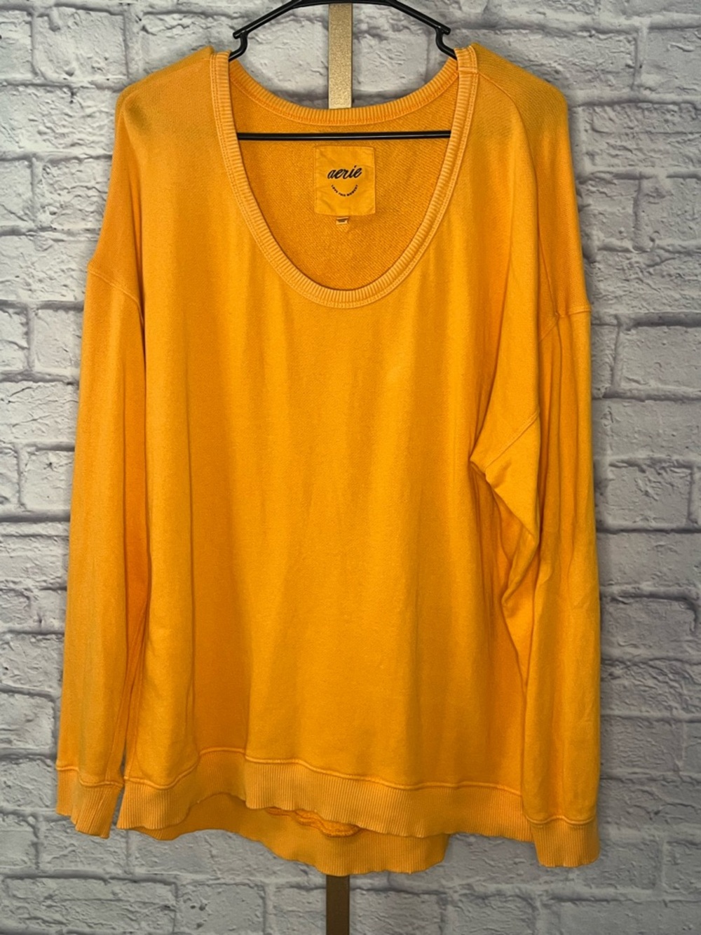 Aerie XS oversized crewneck go to summer daze marigold pullover sweatshirt